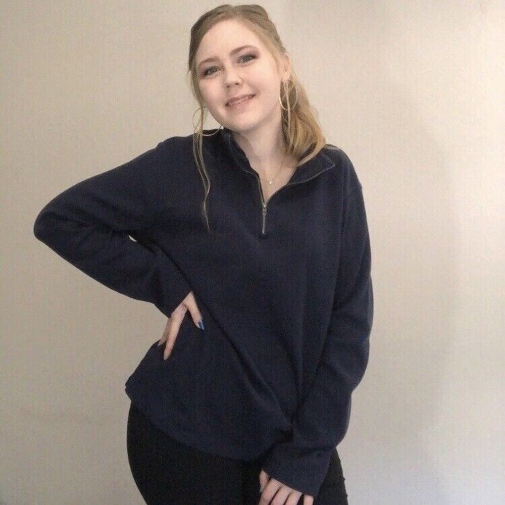 Calvin Klein Liquid Touch Approx Sz Large Zip Pullover Sweater See Measurements
